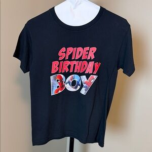 Gildan Heavy Cotton Kids Size Small “Spider Birthday Boy” Black T-Shirt